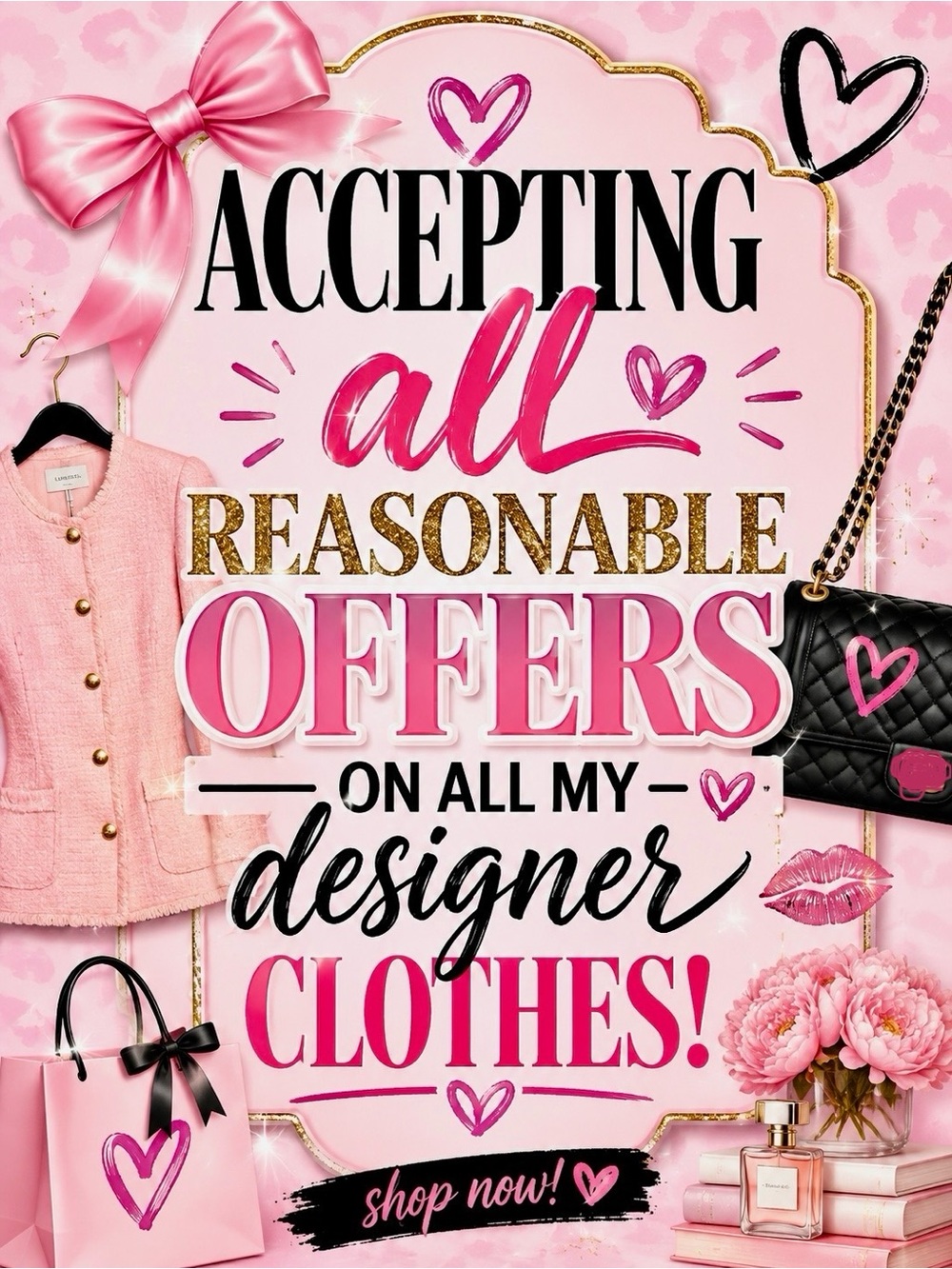 Pink Designer Clothes Sale Sign